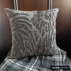 Raving Night - Charcoal Gray Linen Decorative Throw Pillow Cover