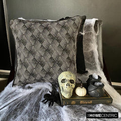 Sanity Illusions - Black Jacquard Silk Throw Pillow Cover