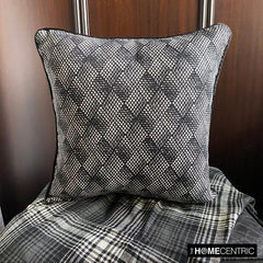 Sanity Illusions - Black Jacquard Silk Throw Pillow Cover