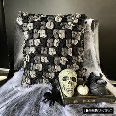 Midnight Punch - Black & Grey Felt Decorative Throw Pillow Cover