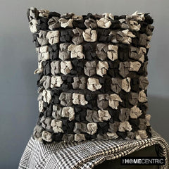 Midnight Punch - Black & Grey Felt Decorative Throw Pillow Cover