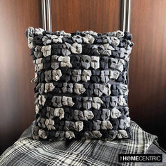Midnight Punch - Black & Grey Felt Decorative Throw Pillow Cover