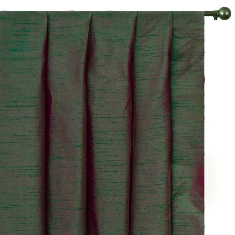 Green And Fuchsia Art Silk Curtain Panels