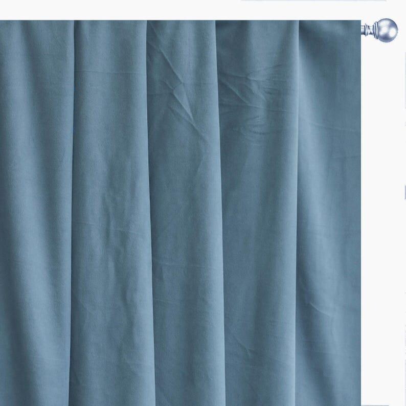 Dusky Blue Velvet Curtain Panels