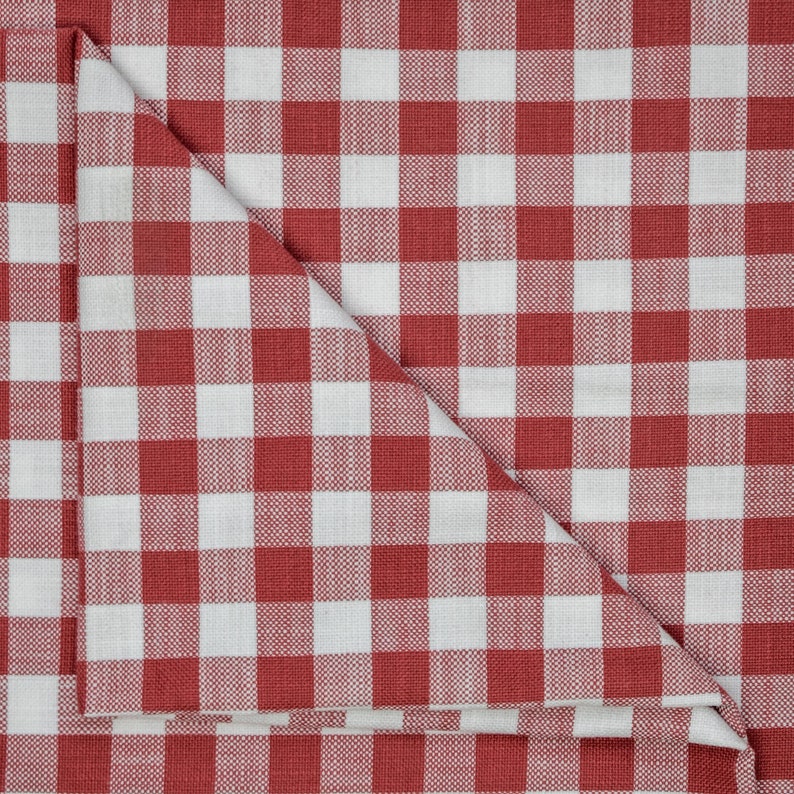 Red Gingham Checks Cotton Fabric