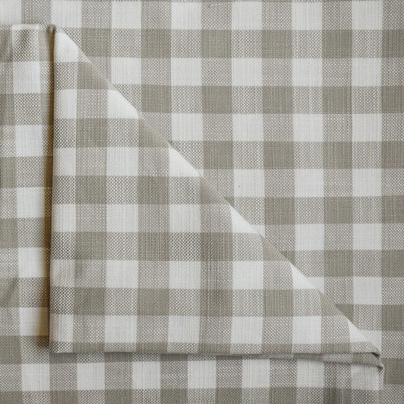 Beige Gingham Checks Cotton Fabric