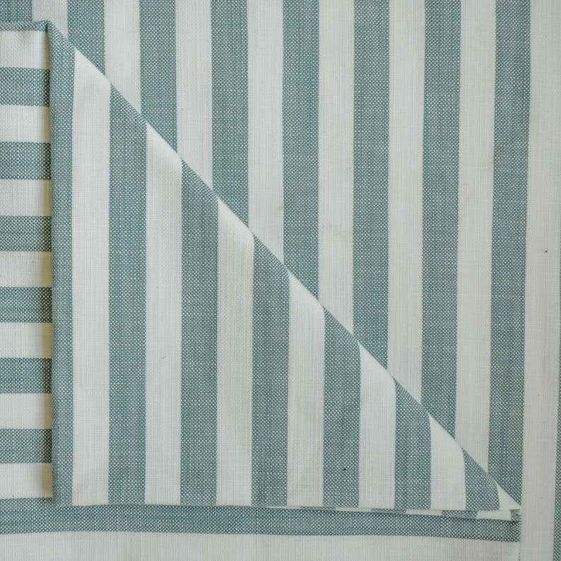Teal Gingham Stripes Cotton Fabric