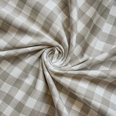 Beige Gingham Checks Cotton Fabric