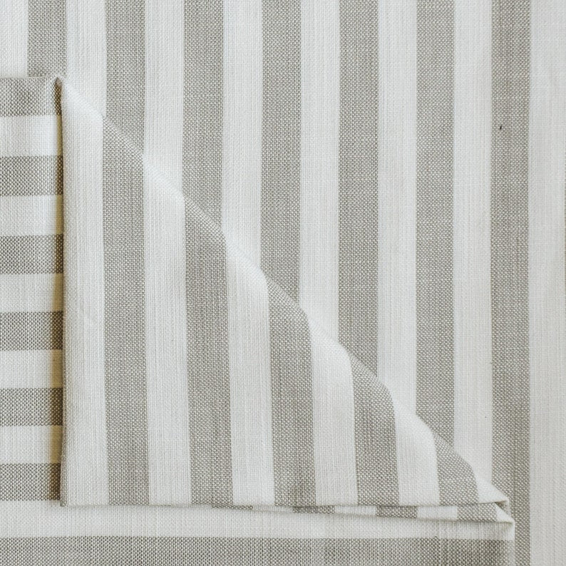 Beige Gingham Stripes Cotton Fabric