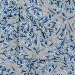 Shades of Blue Cotton Embroidery Fabric by the Yard