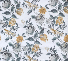 Mustard Printed Cotton Fabric by the Yard