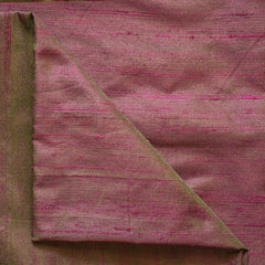 Fuchsia Green Silk Dupioni Fabric by the Yard, Pink Silk Fabric