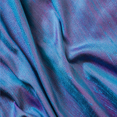 Blue & Pink Silk Dupioni Fabric by the Yard, Blue Silk Fabric