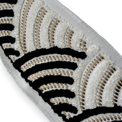Monochrome Arched Wave Border with Textured Embroidery by the Yard, Boucle Curtain Tape, 5 Inches (127 mm)