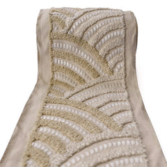 Beige & Cream Scallop Wave Embroidered Trim by the Yard, Art Deco Textured Embroidery, 5 Inches (127 mm)