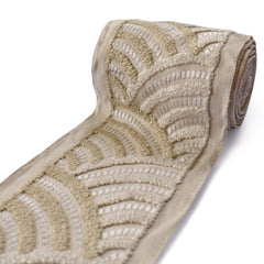 Beige & Cream Scallop Wave Embroidered Trim for Curtains