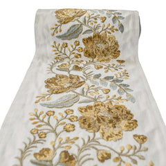 Antique Gold Bloom Embroidered Border by the Yard, Botanical Embroidery Trim for Curtains, 5.50 Inches (139 mm)