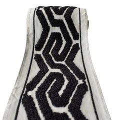Noir Labyrinth Tufted Trim with Textured Embroidery by the Yard, Boucle Curtain Tape, 5 Inches (127mm)