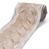 Peach Rosette Waves Embroidered Border