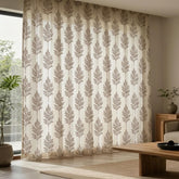 Fern Tree Sheer Embroidery Linen Look Curtain Panels