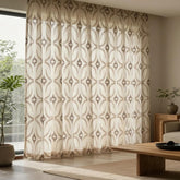 Geometric Sheer Embroidery Linen Look Curtain Panels