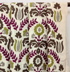 Chartreuse N Magenta Flowers Cotton Linen Curtain Panels
