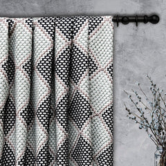 Knotted Vibes Navy Blue Cotton Embroidery Curtain Panels