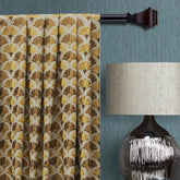 Golden N Bronze Flowers Cotton Embroidered Curtain Panels