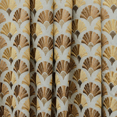 Golden N Bronze Flowers Cotton Embroidered Curtain Panels