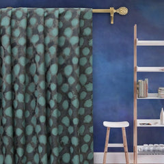 Aquatic Green Leaves Print Jacquard Weave Curtain Panels