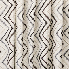 Charcoal Gray Cotton Embroidered Diamonds Curtain Panels