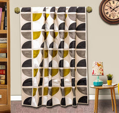 Charcoal Almost Circles Cotton Embroidery Curtain Panels