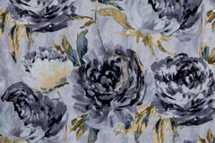Grey Midnight Garden Printed Velvet Curtain Panels