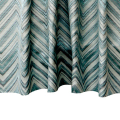 Teal Geometric Waves Jacquard Curtain Panels, Abstract