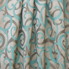 Aqua Scrolls Jacquard Weave Curtain Panels