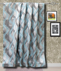 Aqua Stripes Jacquard Weave Curtain Panels, Swirl Curtains