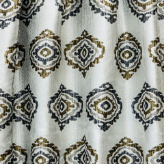 Gold N Grey Damask Jacquard Weave Textured Curtain Panels