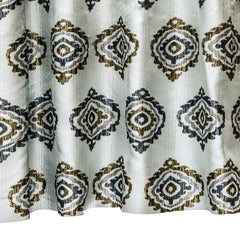 Gold N Grey Damask Jacquard Weave Textured Curtain Panels