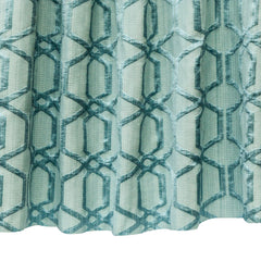 Geometric Aqua Blue Jacquard Weave Textured Curtain Panels