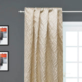 Beige Mosaics Textured Foil Printed Jacquard Curtain Panels