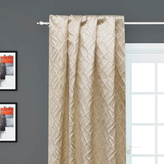 Beige Mosaics Textured Foil Printed Jacquard Curtain Panels