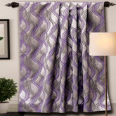 Purple Stripes Jacquard Weave Curtain Panels, Swirls Curtain
