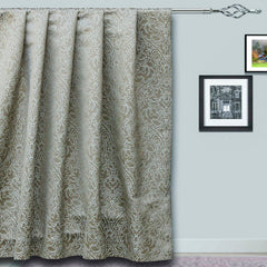 Damask Ornate Embroidered Polyester Weaved Curtain Panels