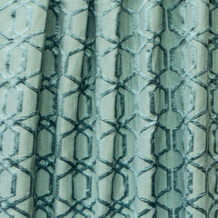 Geometric Aqua Blue Jacquard Weave Textured Curtain Panels