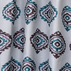 Burgundy Teal Damask Jacquard Weave Textured Curtain Panels