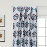 Burgundy Teal Damask Jacquard Weave Textured Curtain Panels