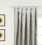 Greyish Beige Textured Diamonds Jacquard Curtain Panels