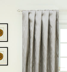 Greyish Beige Textured Diamonds Jacquard Curtain Panels