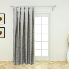 Greyish Beige Textured Diamonds Jacquard Curtain Panels