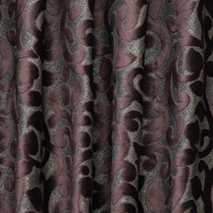 Dark Brown Velvet Flower Jacquard Velvet Curtain Panels